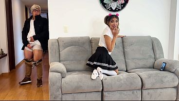 Caught masturbating! Stepdaughter was sexting with her boyfriend! He fucked her perfect ass and came on her tits!