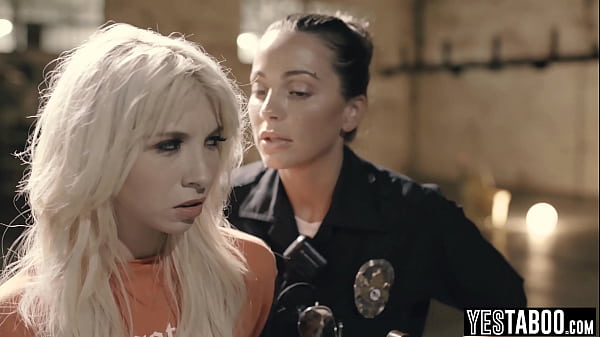 Big tits MILF cop punishes tiny teen criminal with a strapon cock