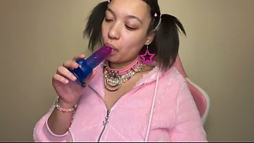 Ahegao Stepdaughter Loves Practicing DeepThroating Cock For Older Men