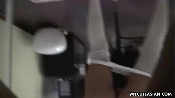 Spooked Asian babe rubbing her wet pussy as she masturbates