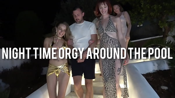 night time orgy around the villa pool