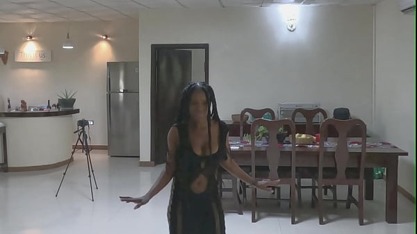 Sexy ebony Flower in a sexy black dress loves dancing and teasing her man