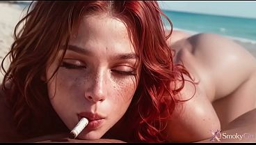 I saw my busty, hot stepdaughter with a cigarette on a nudist beach! I had to teach this disobedient little slut some manners with my huge dick!! [AI]