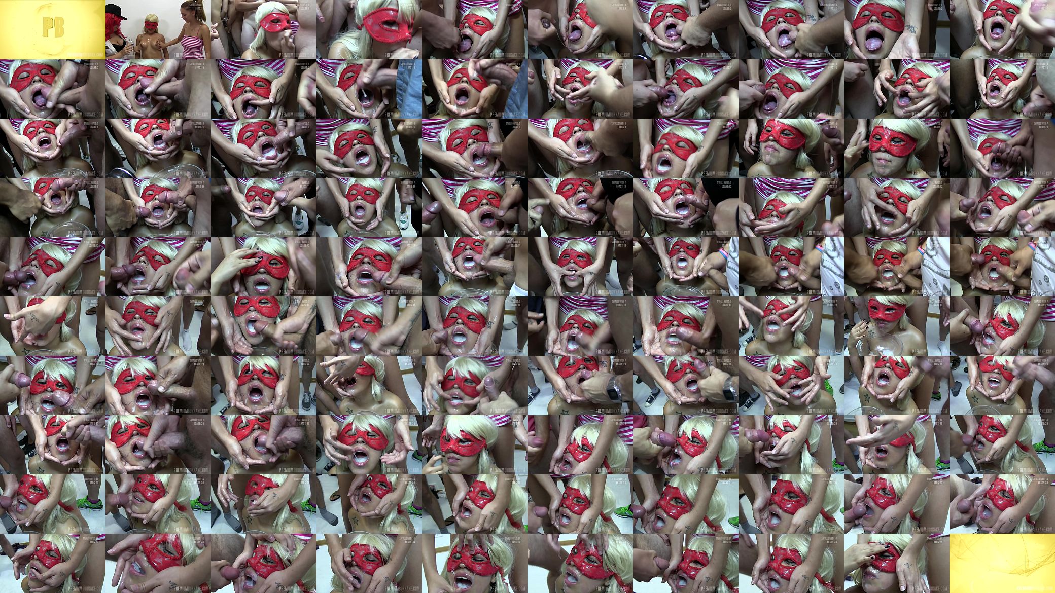 Premium Bukkake - Incognito swallows 34 big mouthful cum loads 预览图