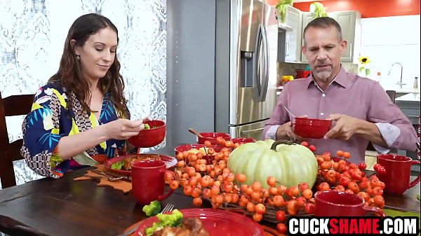 Cuck hubby watch wife being fucked on Thanksgiving Day table