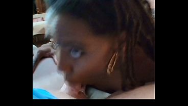 Homemade amateur Ebony sucking ex boyfriends dick again