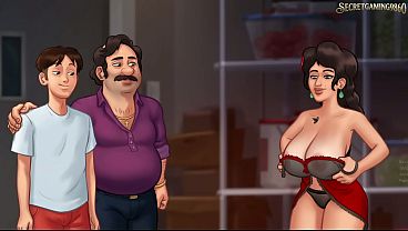 threesome with a slutty housewife, MILF fucked by two big cocks - Summertime Saga 41 By DarkCookie - 3D Hentai Porn Game