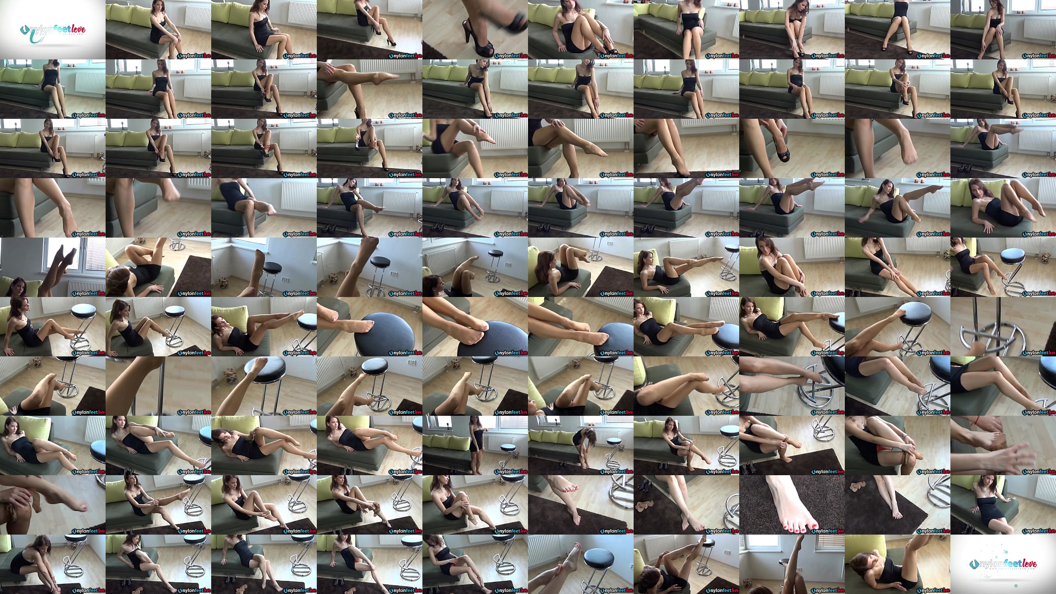 Sexy brunette wears tan pantyhose and shows off her feet 预览图