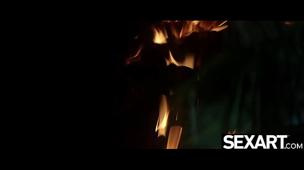 Gorgeous girls lick each other's pussy under the stars in Tahiti