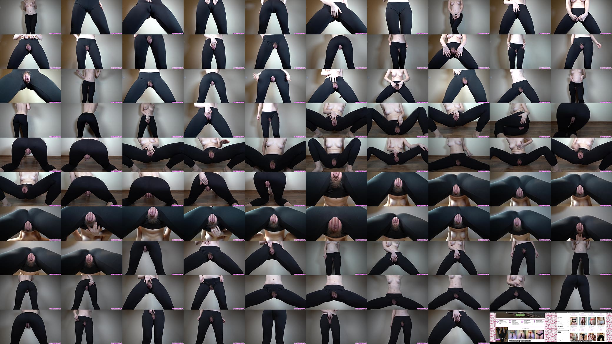 Fitness girl showing her huge pumped pussy in ripped leggings 4K 预览图