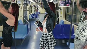 College student gets a blowjob on the bus in public!