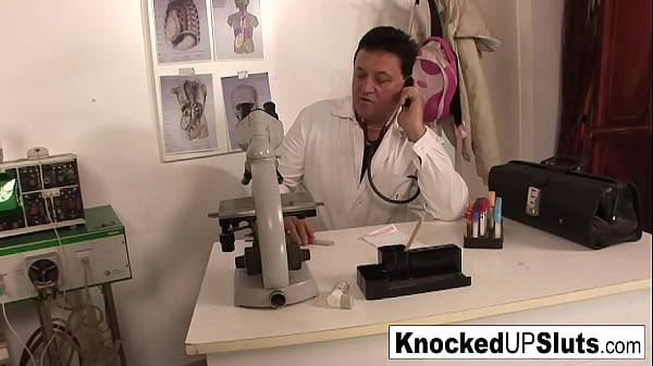 Knocked up redhead sucks and fucks in the doctor's office