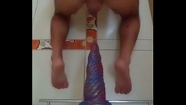 A threaded dildo went deep into my ass and I st...