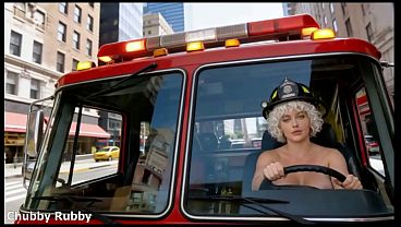 Chubby BBW firefighter puts out a fire with a powerful anal enema of water from her huge butt (By AI)