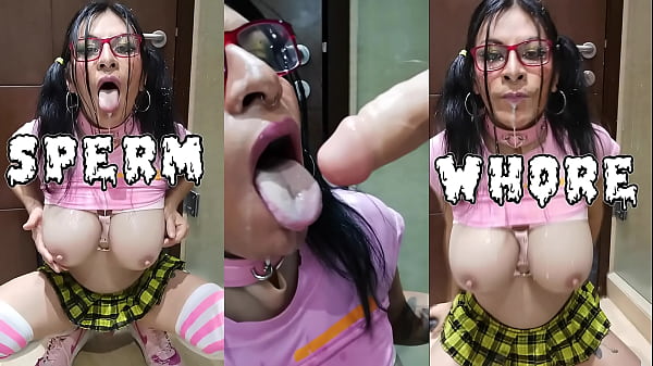 Download Video - Bukkake sissy slut adicta a recibir la leche en la cara y las tetas