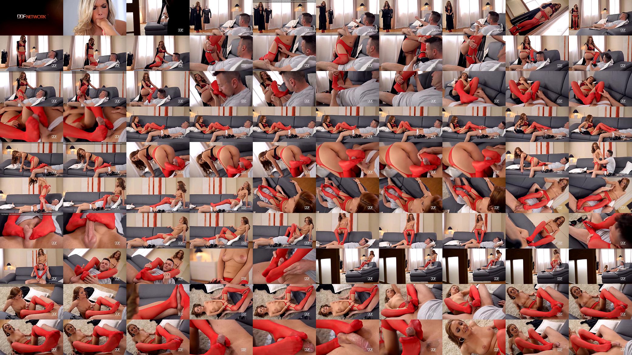 Dominica Phoenix gives a hot footjob in red stockings 预览图