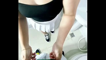 Download Video - Izin sama suami pergi ke pipis&comma; tapi malah ngentot di kamar mandi dengan selingkuhannya