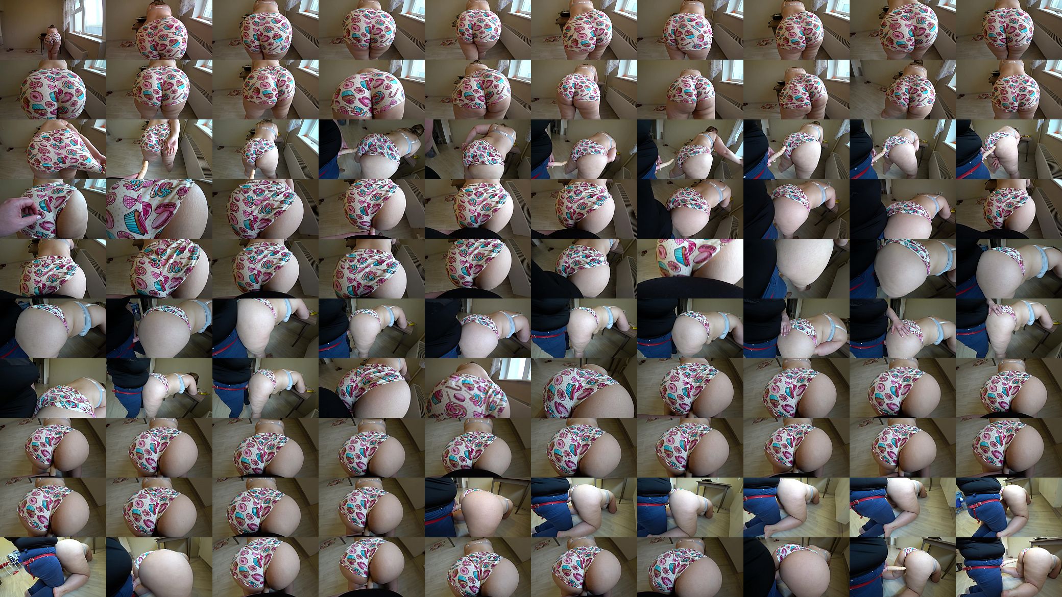 Lesbian with strapon fucks a bbw with a big ass in tight shorts, POV shaking booty and an orgasm doggystyle. 预览图