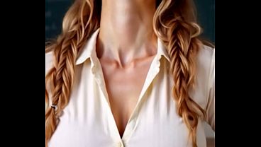 3D AI HQ Solo POV Breast Expansion Big tits Blonde Bursting out of shirt wSound added