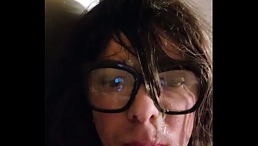 Eating the semen facial, rich milk on my face