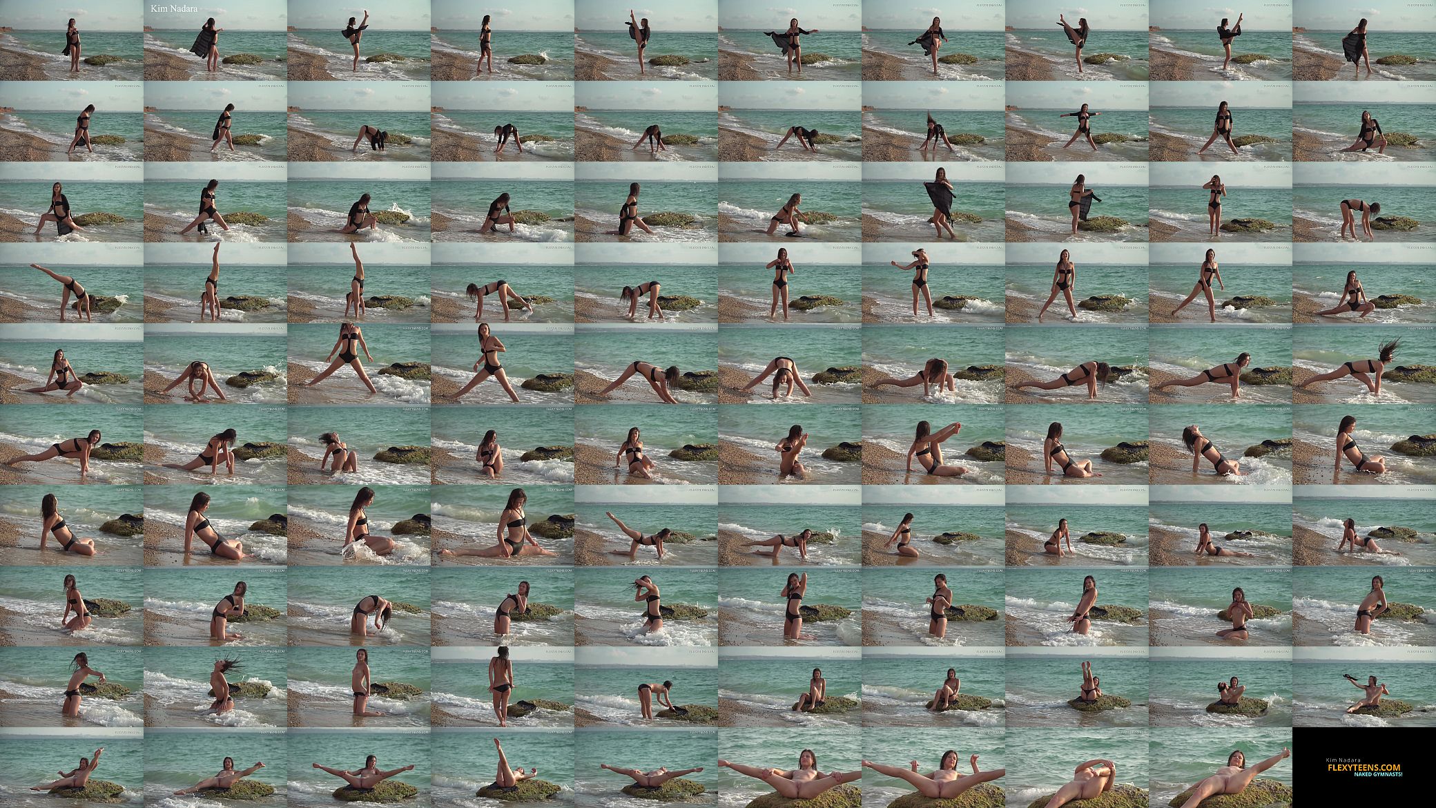 Kim Nadara sexy gymnastics by the sea 预览图