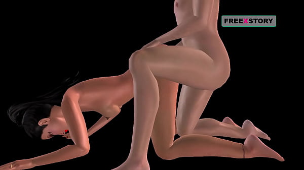 Animated porn video of a Japanese man fucking Indian Bhabhi in Doggy position