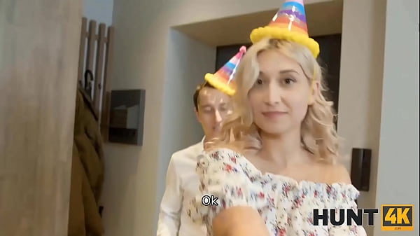 HUNT4K. Pretty blonde analyzed by hunk while her boyfriend counts the cash