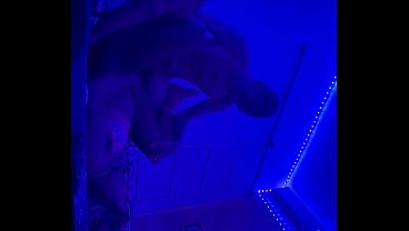 In the blue room, having sex in various positions.