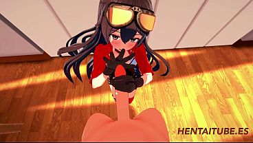Genshim Impact Hentai - Amber Handjob, Blowjob, Boobjob and fucked with cum in her mouth and pussy 1/2