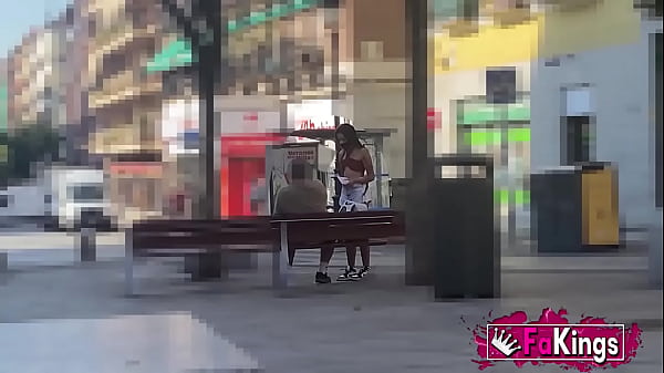 Young 'n shy babe seduces random guys in the streets of Madrid!