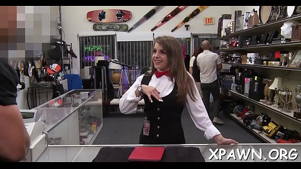 Hawt doxy has sex in shop