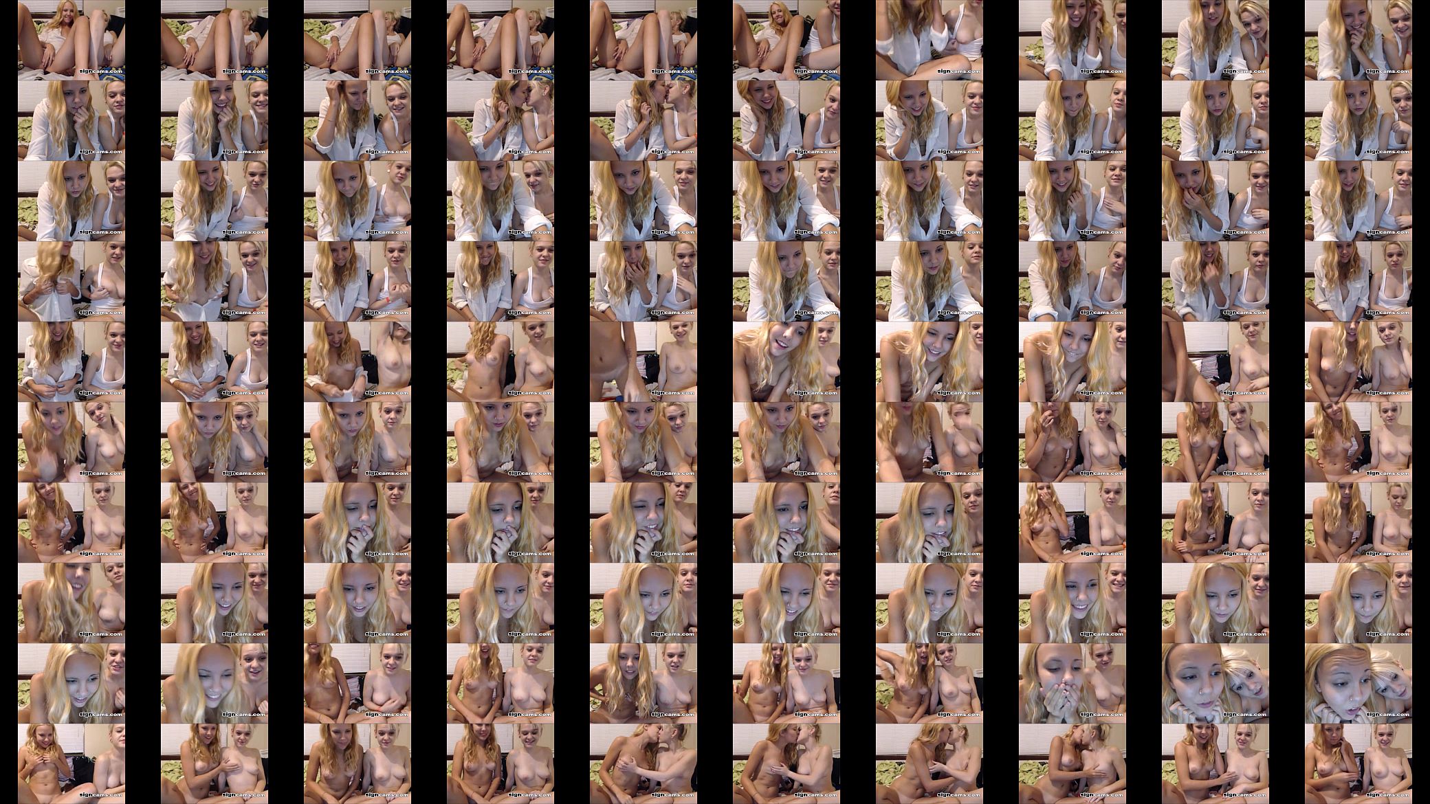 Two Blonde Teens stripping and kissing 预览图