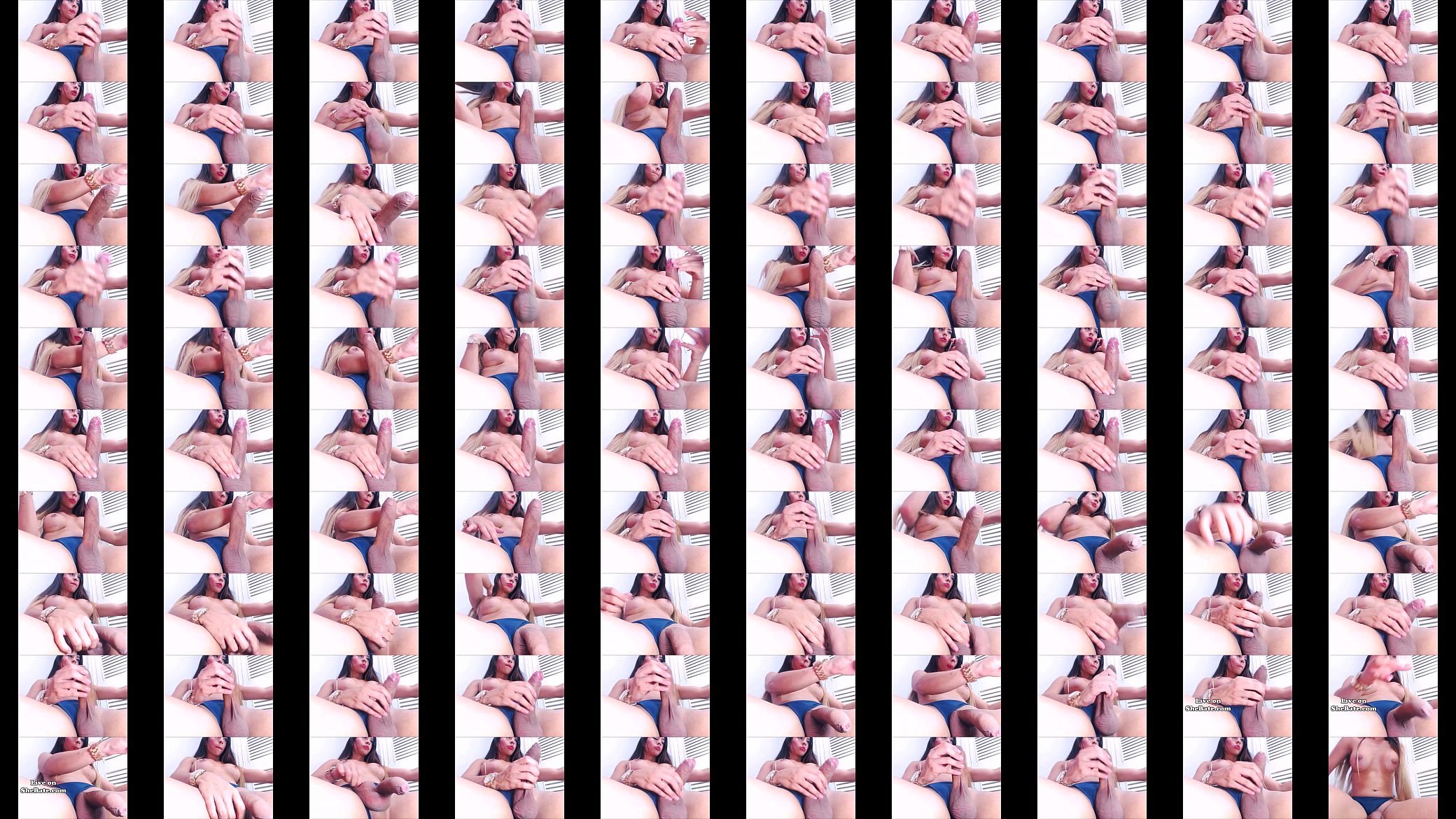 Hot Shecock with Perfect Blue Eyes Playing with her Cock 预览图