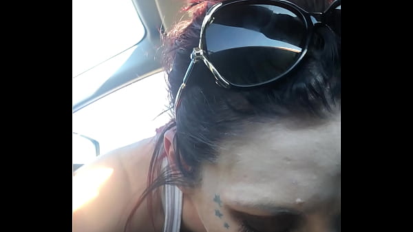 Goth slut gives diabolical sloppy on the road p...