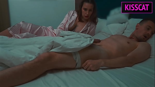 Step mom watched horror and came step son for share bed, but got rough fuck with surprise facial