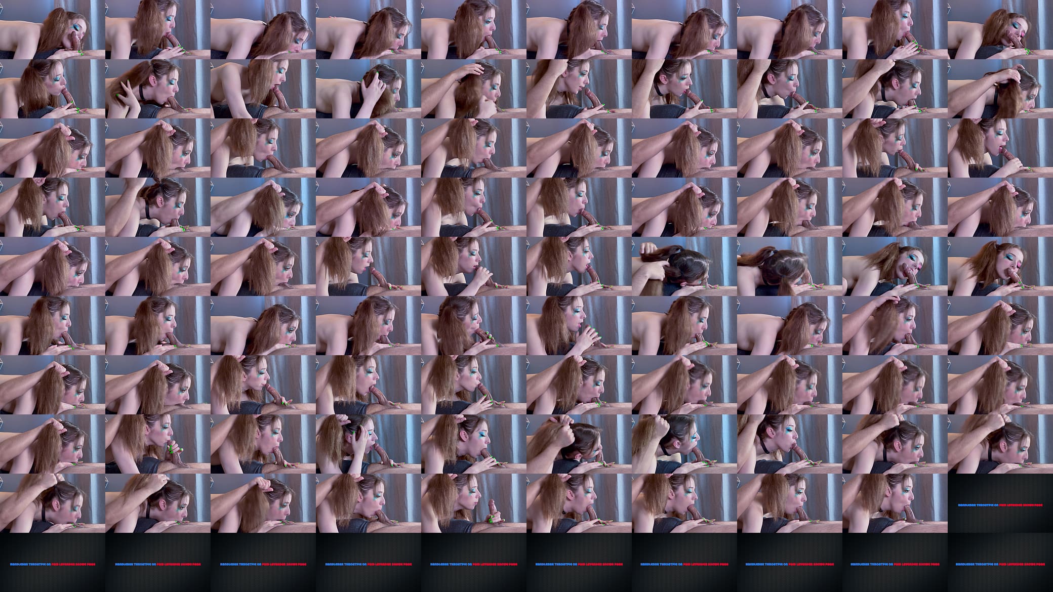 Side POV Sloppy Handlebar Deepthroat Facefuck for Harley Quinn Ends with Head Pumping Cum in Throat 预览图