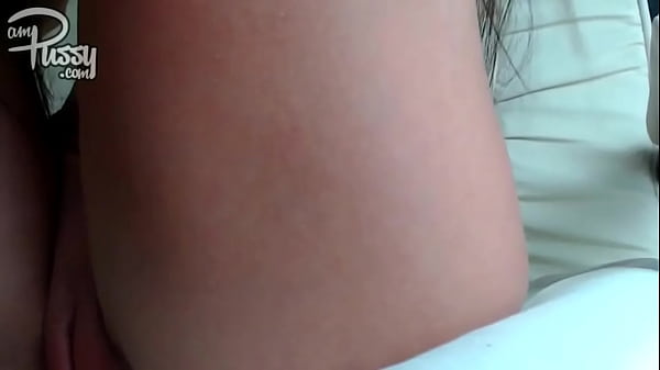 Glass dildo in beautiful shaved pussy