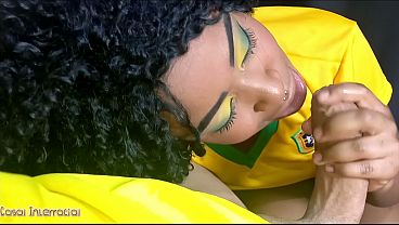 In the spirit of the World Cup, the brunette ended up with her pussy full of cum and still kept riding.