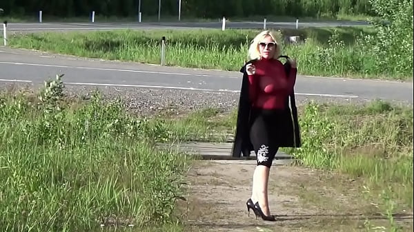 Flashing-Nylon blouse and big ass