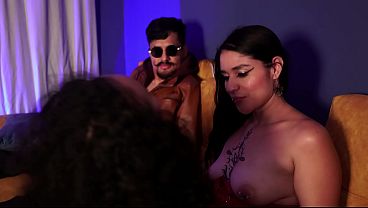Lesbian night ends on threesome