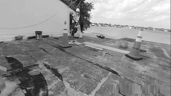 Slut Wife Fucks Roofer to Stop Her Leaking Roof