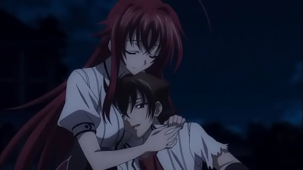Rias gives Issei a boob hug
