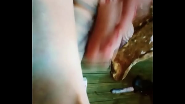 Sex girl footjob on toy