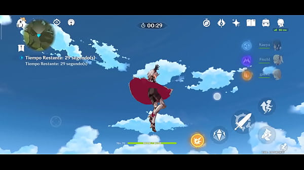 Noelle volando en el aire para ver su lindo tracero