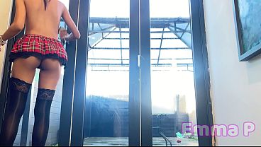 Hidden Spy Cam: 18yo Petite Thai Girl Emma P in Sexy Outfit Cleaning Windows & Unloading Dishwasher – Accidental Pussy Flashes & Neighbor View