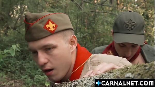 Noah White fucks his fellow scout Mike Edge and gives him his first anal fuck experience