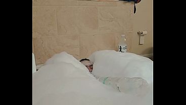 Solo Male Taking a Mega Bubble Bath