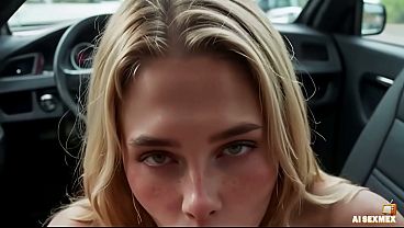 Stepbro and stepsister in the car | Blonde MILF anal and pussy fucking - My Horny Stepsis Fucked Me Before Evening | AI