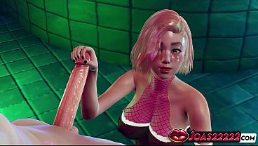 Sexy Pink Hair Hitomi in Fishnet Body Rule34 Hentai in Pool - Sloppy POV Blowjob Service, Handjob Dick Stroking in Water, and Glory Hole Intense Mouth Fuck Ending with Facial Cumshot