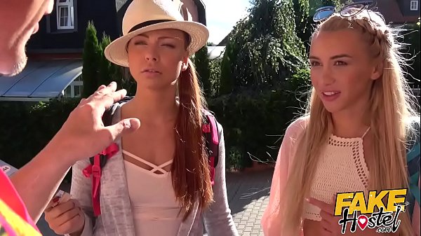 Fake Hostel - Hot slim blonde Russian babe fucked hard after Dutch lesbian friend tries to cock block but ends up watching her friend cumming on thick cock and having her pussy and ass eaten out